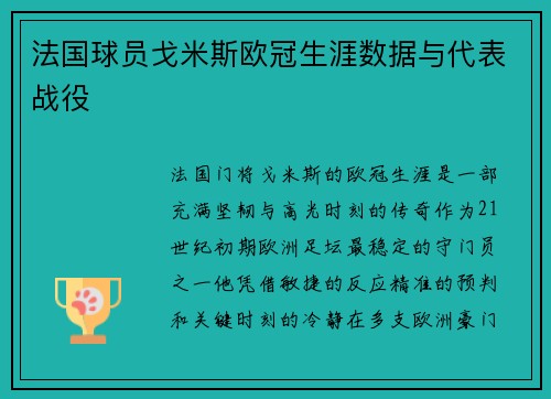 法国球员戈米斯欧冠生涯数据与代表战役