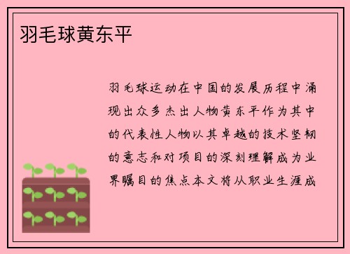 羽毛球黄东平